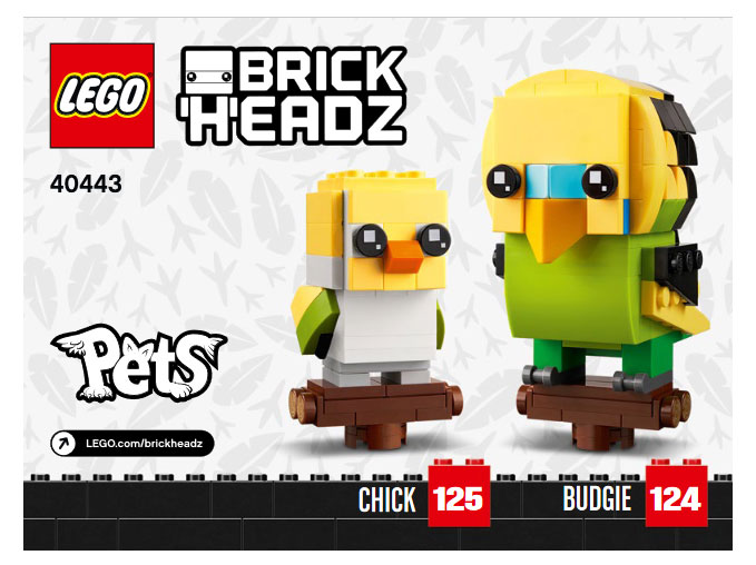 LEGO 40443 BrickHeadz Budgie & Chick